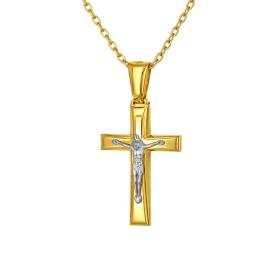 Σταυρός Δίχρωμος με τον Εσταυρωμένο Ασήμι 925° & Επίχρυσο Ασήμι 925° SKU-85704