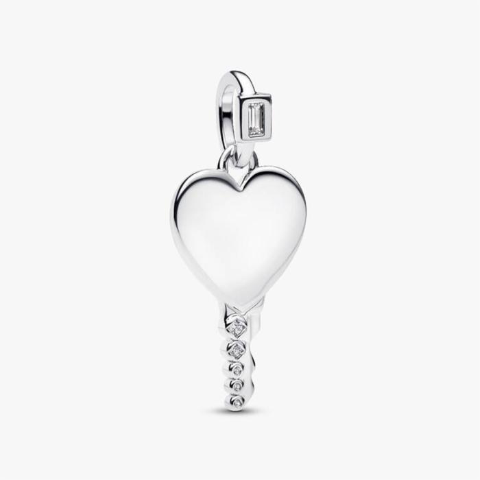 Pandora Κρεμαστό σε Σχήμα Κλειδιού με Καρδιά και Δυνατότητα Εγχάραξης Ασήμι 925 SKU-85125