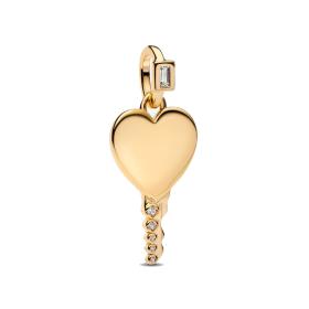 Pandora Κρεμαστό σε Σχήμα Κλειδιού με Καρδιά και Δυνατότητα Εγχάραξης Επιχρύσωση 14Κ SKU-85124