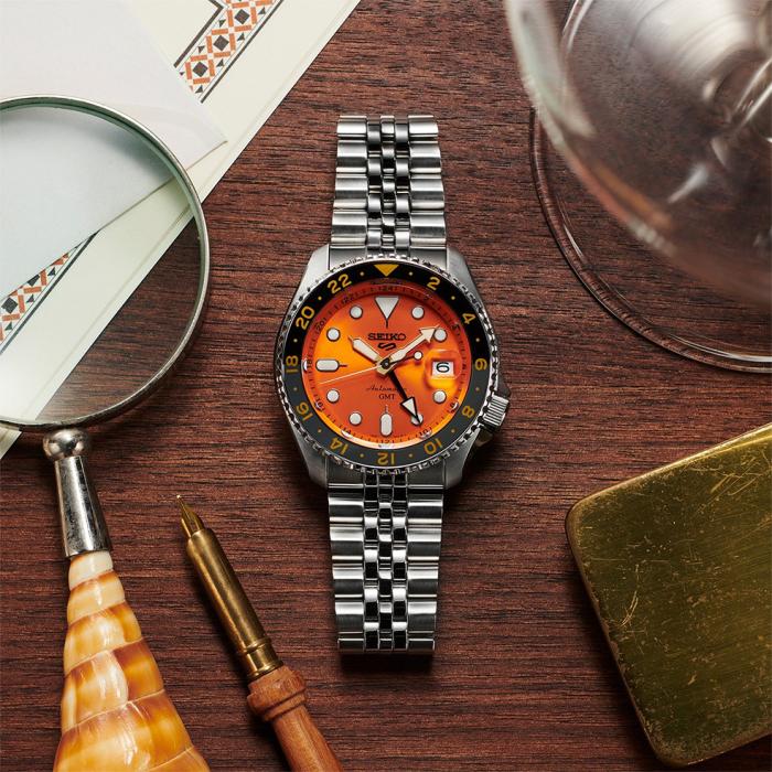 Ανδρικό Ρολόι SEIKO 5 Αυτόματο Sports 'Mikan Orange' GMT SKX Re-Interpretation SKU-85147