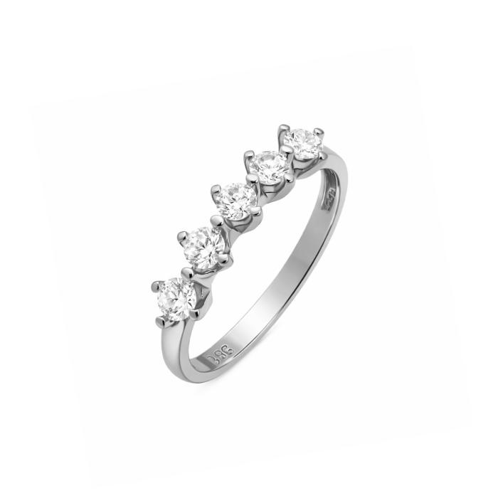 Δαχτυλίδι Σειρέ Λευκόχρυσος K9 με Λευκά Ζιργκόν SKU-85368