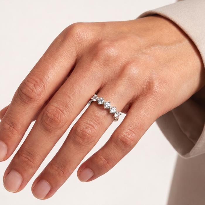 Δαχτυλίδι Σειρε  Λευκόχρυσος K9 με Λευκά Ζιργκόν SKU-85369