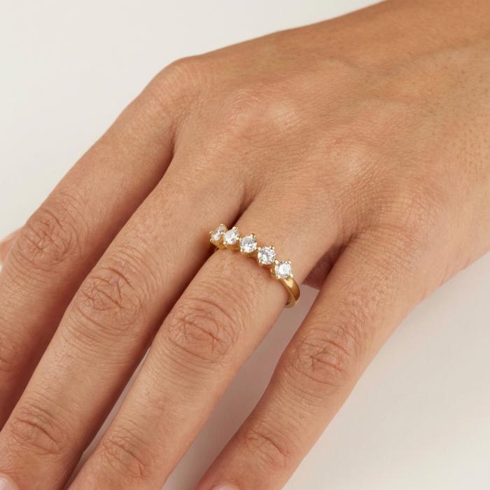 Δαχτυλίδι Σειρέ Χρυσός K9 με Λευκά Ζιργκόν SKU-85370