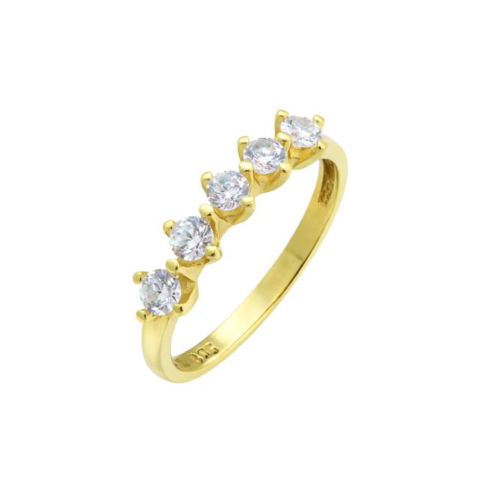 Δαχτυλίδι Σειρέ Χρυσός K9 με Λευκά Ζιργκόν SKU-85370