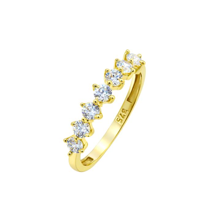 Δαχτυλίδι Σειρέ Κίτρινος Χρυσός K9 με Λευκά Ζιργκόν SKU-85371