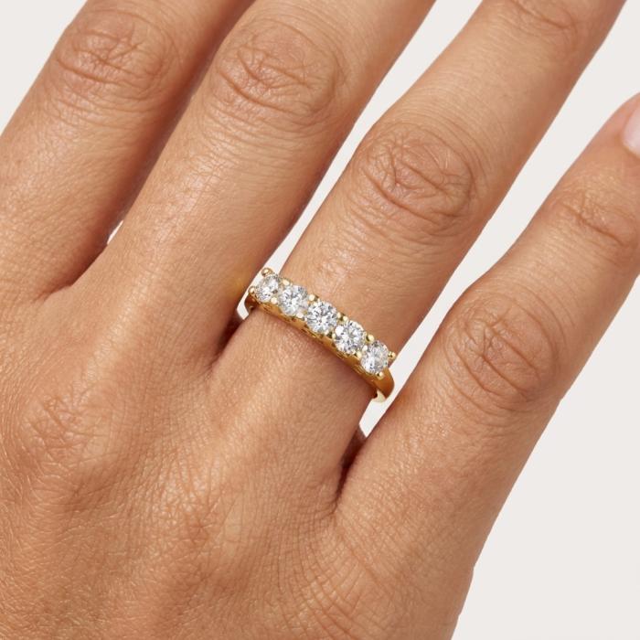 Δαχτυλίδι Σειρέ Χρυσός K9 με Λευκά Ζιργκόν SKU-85372