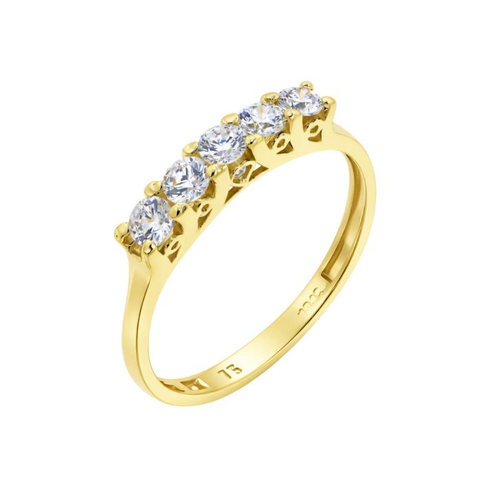 Δαχτυλίδι Σειρέ Χρυσός K9 με Λευκά Ζιργκόν SKU-85372