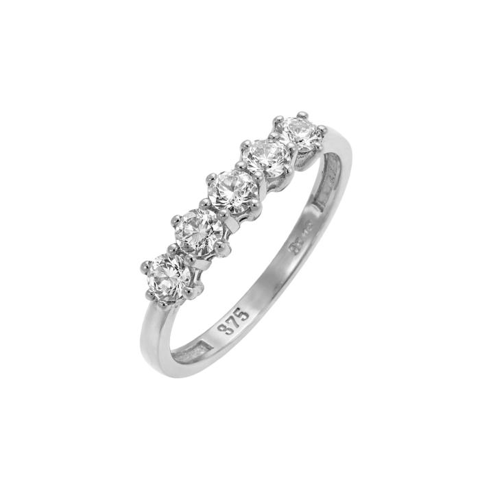 Δαχτυλίδι Σειρέ Λευκόχρυσος K9 με Λευκά Ζιργκόν SKU-85376