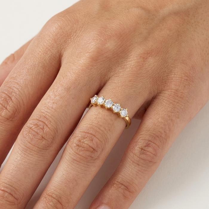 Δαχτυλίδι Σειρέ Χρυσός K9 με Λευκά Ζιργκόν SKU-85377