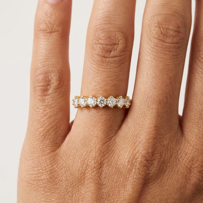 Δαχτυλίδι Σειρέ με Λευκά Ζιργκόν σε Κίτρινο Χρυσό K9 SKU-85379