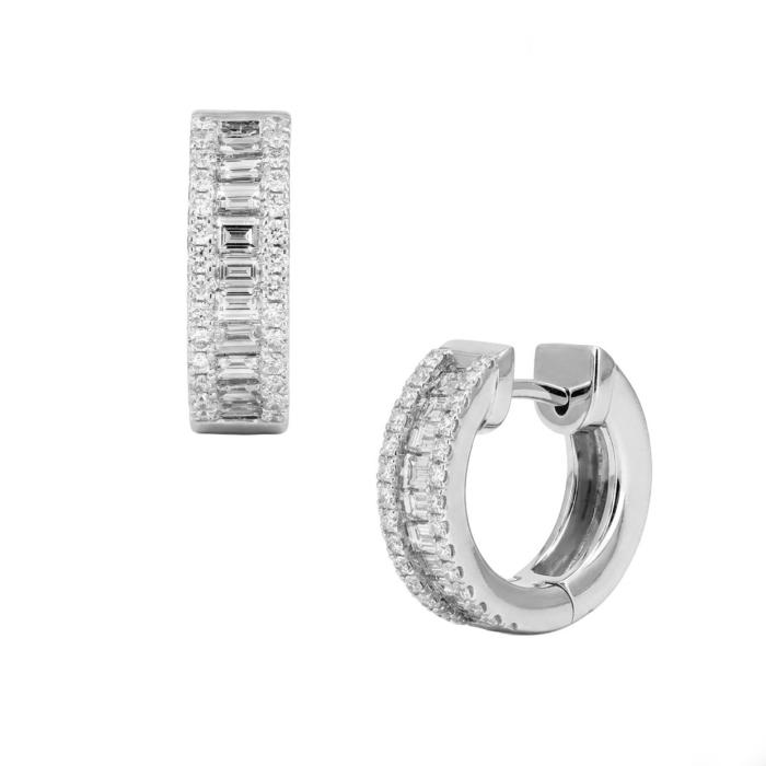 Σκουλαρίκια Κρίκοι με Διαμάντια Λευκόχρυσος K18