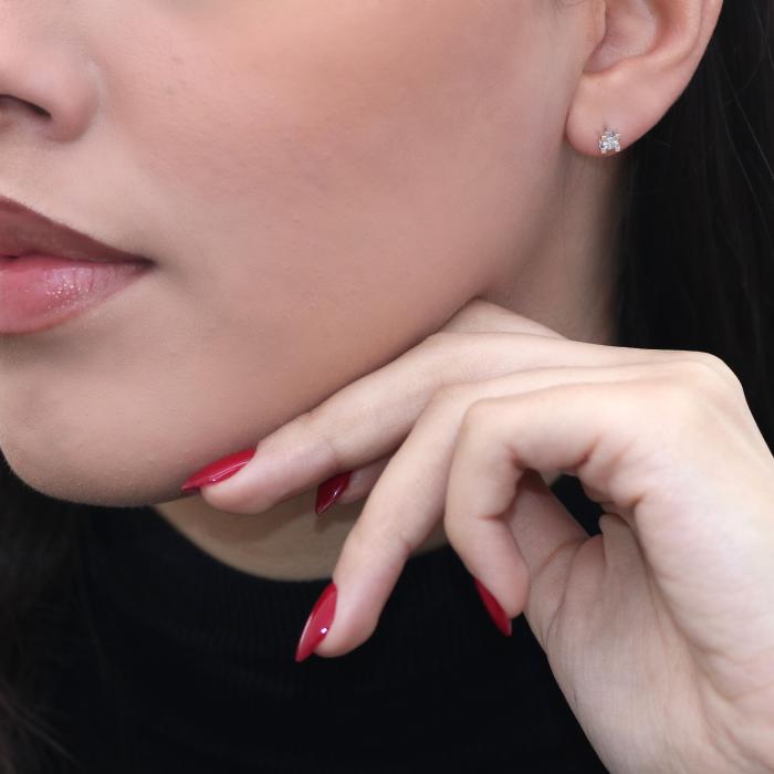 Σκουλαρίκια Μονόπετρα Λευκόχρυσος K18 με Lab Grown Διαμάντια SKU-85014