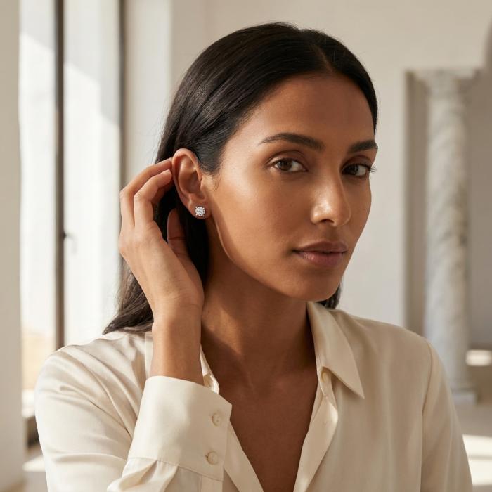 Καρφωτά Σκουλαρίκια με Διαμάντια σε Λευκόχρυσο Κ18 SKU-85583