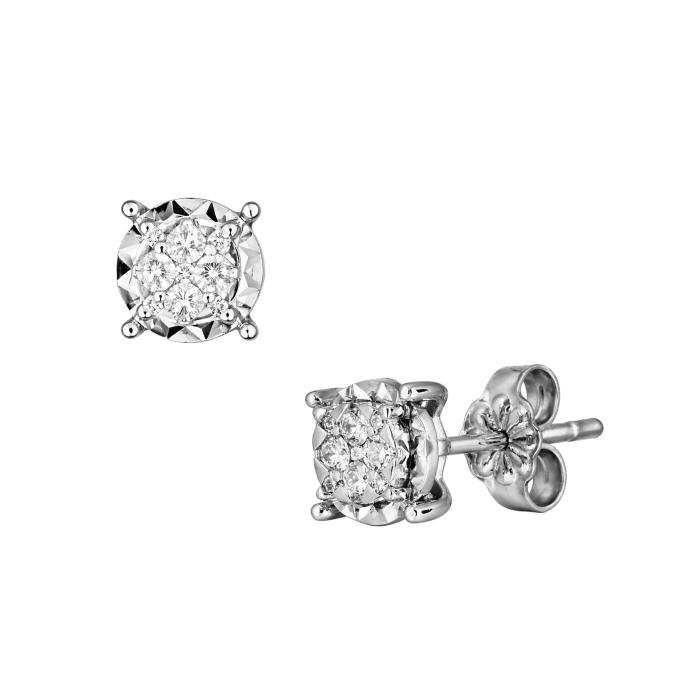 Καρφωτά Σκουλαρίκια με Διαμάντια σε Λευκόχρυσο Κ18 SKU-85583