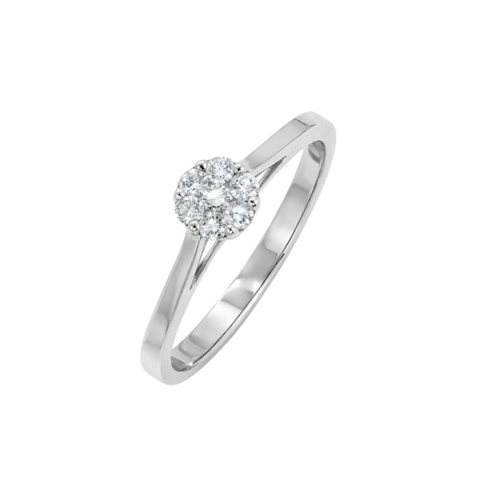 Μονόπετρο Λευκόχρυσος K18 με Διαμάντια SKU-85584