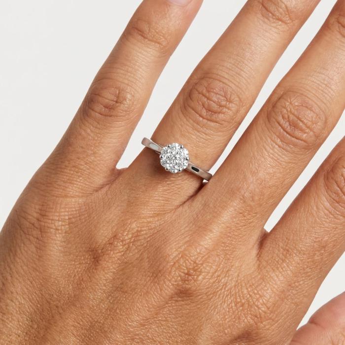 Μονόπετρο Λευκόχρυσος K18 με Διαμάντια SKU-85584