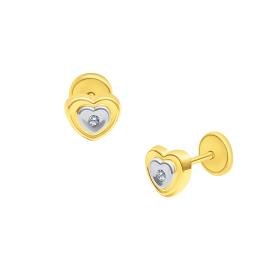 Σκουλαρίκια Καρδιά Λευκόχρυσος & Χρυσός Κ9 με Ζιργκόν SKU-85632