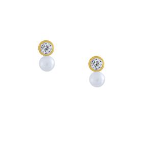 Παιδικά Σκουλαρίκια Χρυσός Κ9 με Ζιργκόν & Μαργαριτάρι SKU-85646
