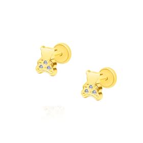 Σκουλαρίκια Αρκουδάκια με Λευκά Ζιργκόν Χρυσός K9 SKU-85668