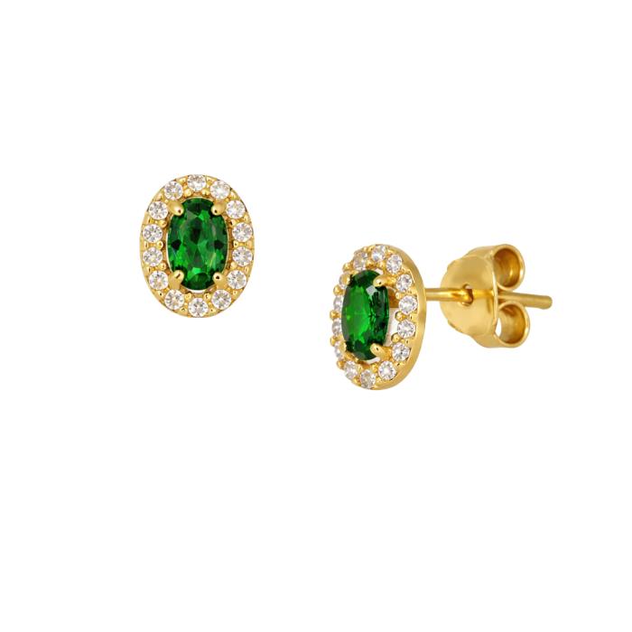 Γυναικεία Σκουλαρίκια Ροζέτα Χρυσός Κ9 με Ζιργκόν SKU-85726