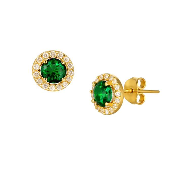 Γυναικεία Σκουλαρίκια Ροζέτα Χρυσός K9 με Ζιργκόν SKU-85748