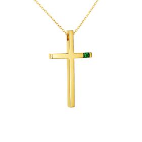 Σταυρός με Σμαράγδι Χρυσός K14 SKU-85835