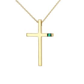 Σταυρός με Σμαράγδι Χρυσός K14 SKU-85835