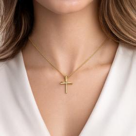 Σταυρός με Διαμάντια από Κίτρινο Χρυσό K18 SKU-85970