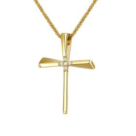Σταυρός με Διαμάντια από Κίτρινο Χρυσό K18 SKU-85970