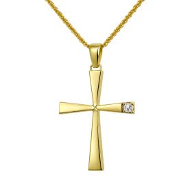 Σταυρός με Διαμάντι από Κίτρινο Χρυσό Κ14 SKU-85985