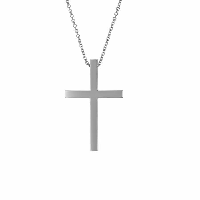 Σταυρός με Αλυσίδα Βάπτισης για Κορίτσι από Λευκόχρυσο K9 SKU-85730