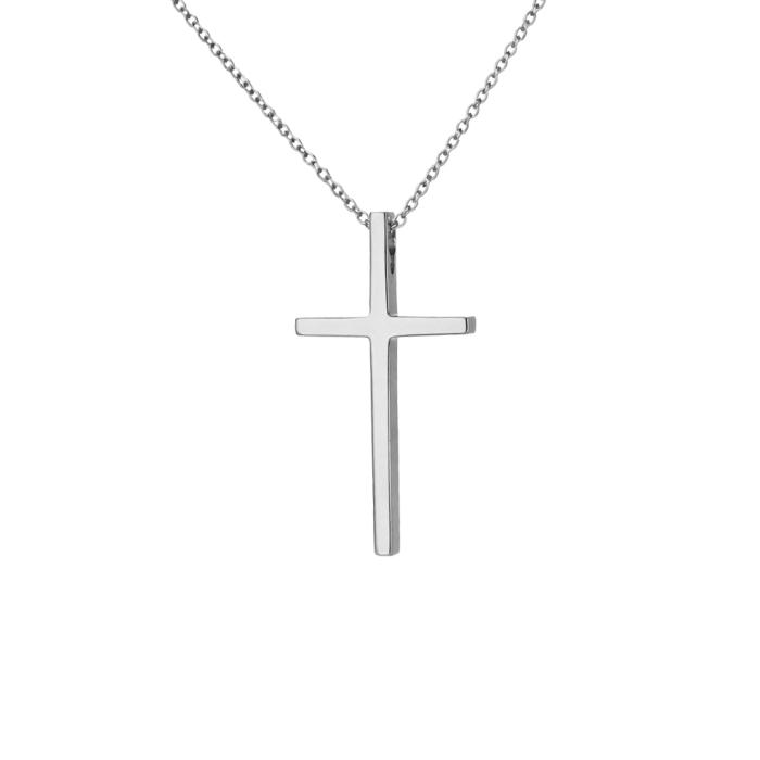 Σταυρός Βάπτισης με Αλυσίδα για Κορίτσι σε Λευκόχρυσο K9 SKU-85734