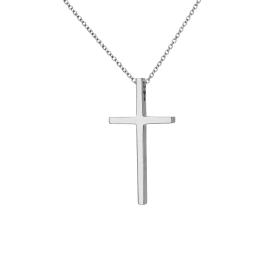 Σταυρός Βάπτισης με Αλυσίδα για Κορίτσι σε Λευκόχρυσο K9 SKU-85734