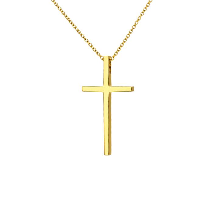 Σταυρός Βάπτισης με Αλυσίδα για Κορίτσι Χρυσός K9 SKU-85732