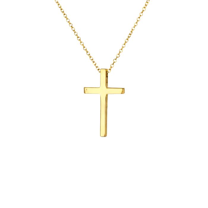 Γυναικείος Σταυρός με Αλυσίδα από Κίτρινο Χρυσό K9 SKU-85739