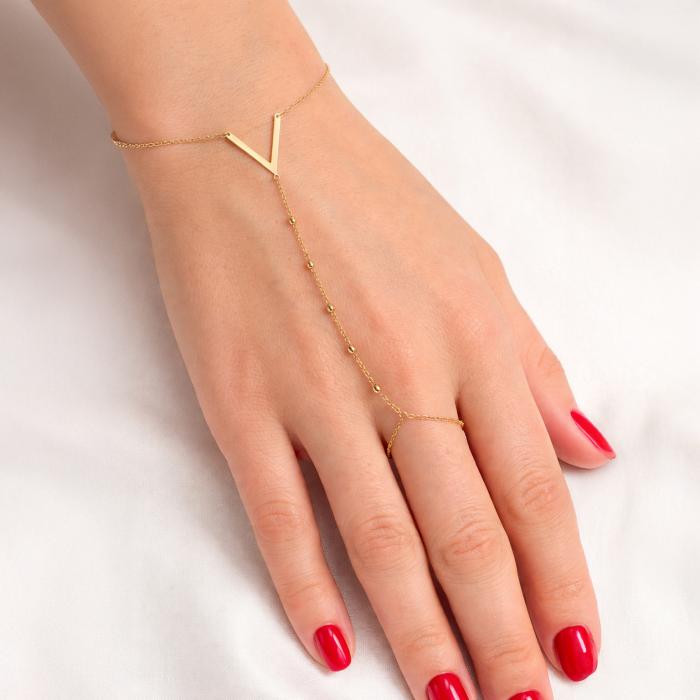 Γυναικείο Βραχιόλι Δαχτυλίδι από Κίτρινο Χρυσό Κ14 SKU-86276