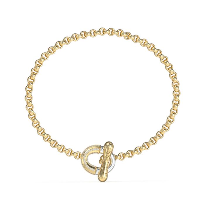 Γυναικείο Βραχιόλι Guess με Κλειδαριά Δίχρωμη & Πέτρες SKU-86070