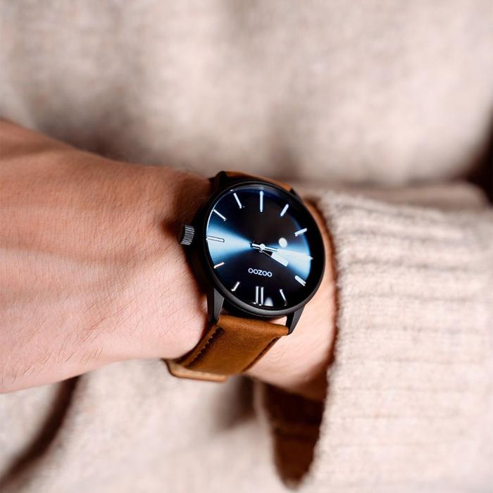 Ανδρικό Ρολόι OOZOO Timepieces με Καφέ Δερμάτινο Λουράκι SKU-86909