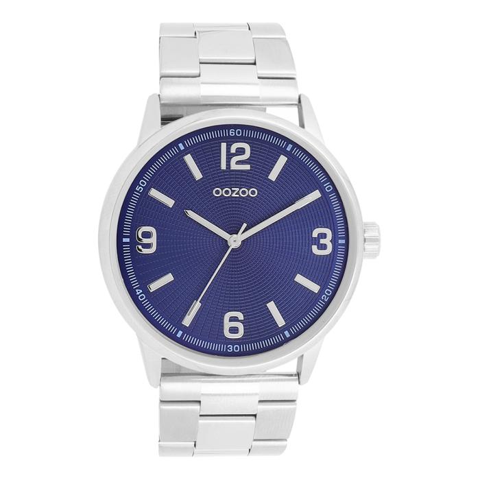 Ρολόι OOZOO Timepieces με Μπλέ Καντράν & Ασημί Μπρασελέ SKU-86915