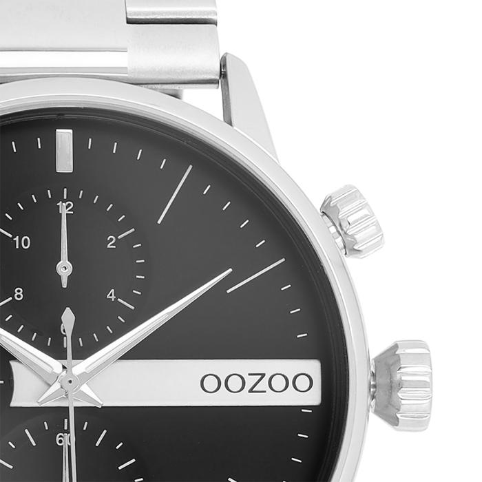 Ρολόι OOZOO Timepieces με Μαύρο Καντράν & Ασημί Μπρασελέ SKU-86917
