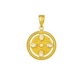 Παιδικό Φυλαχτό Κωνσταντινάτο Χρυσός Κ9 με Λευκά Ζιργκόν SKU-86362