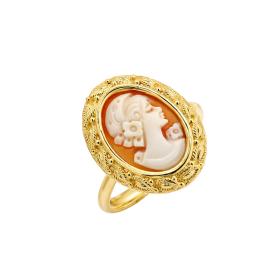 Γυναικείο Δαχτυλίδι Cameo από Κίτρινο Χρυσό K14 SKU-86691