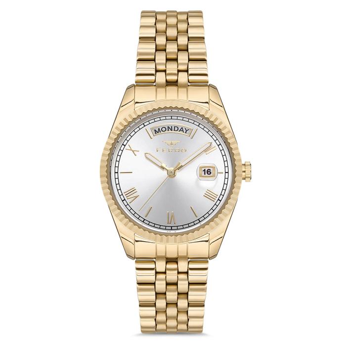 Γυναικείο Ρολόι FERRO με Ασημι Καντράν & Χρυσό Μπρασελέ SKU-86523