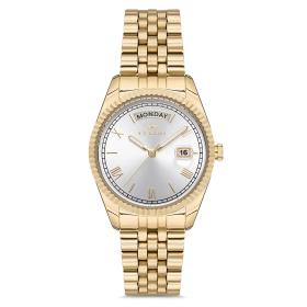 Γυναικείο Ρολόι FERRO με Ασημι Καντράν & Χρυσό Μπρασελέ SKU-86523