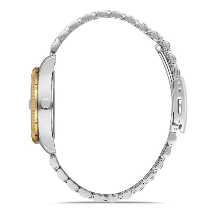 Γυναικείο Ρολόι FERRO με Ασημι Καντράν & Δίχρωμο Μπρασελέ SKU-86522