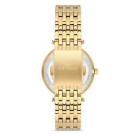 Γυναικείο Ρολόι FERRO με Ασημί Καντράν & Χρυσό Μπρασελέ SKU-86521