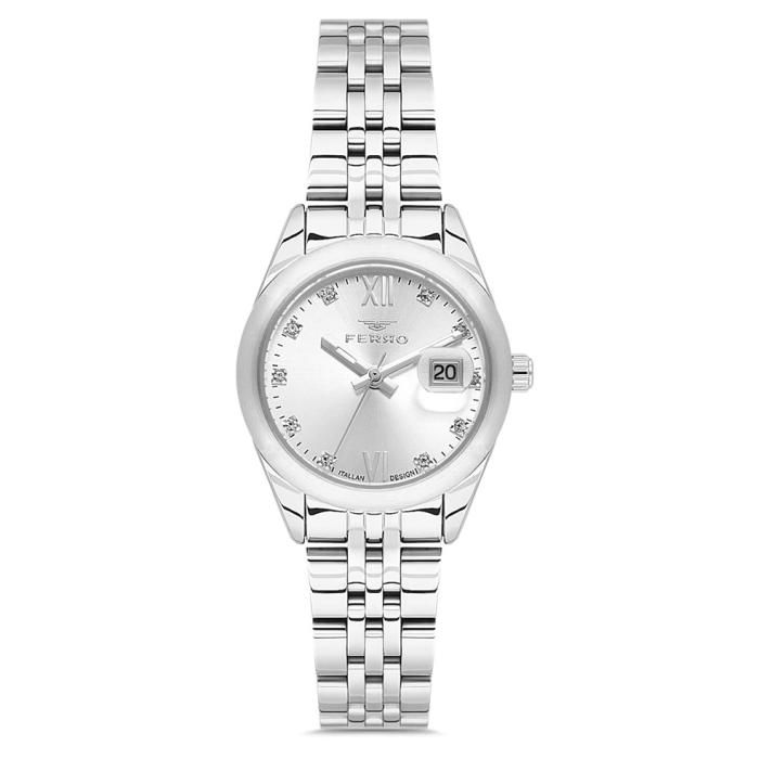 Γυναικείο Ρολόι FERRO με Ασημί Καντράν SKU-86530