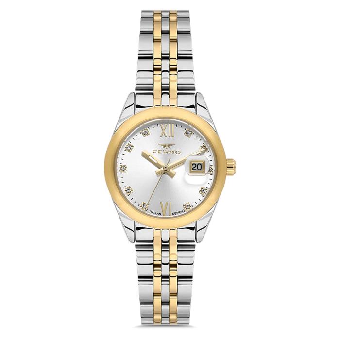 Γυναικείο Ρολόι FERRO με Δίχρωμο Καντράν SKU-86529