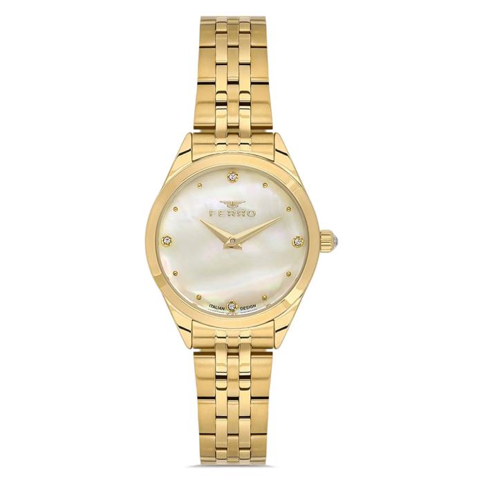 Γυναικείο Ρολόι FERRO με Χρυσό Μπρασελέ SKU-86542