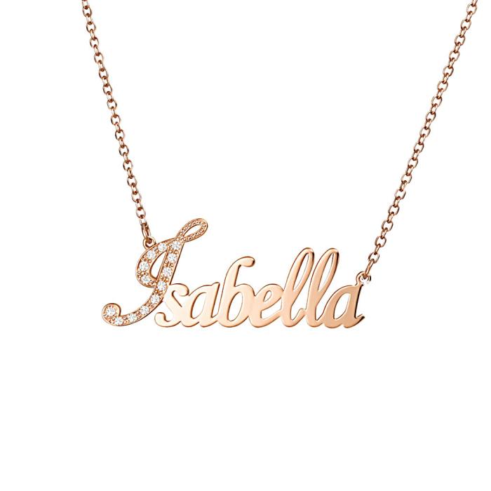 Κολιέ Όνομα με Διαμάντια Ροζ Χρυσός Κ14 SKU-86125